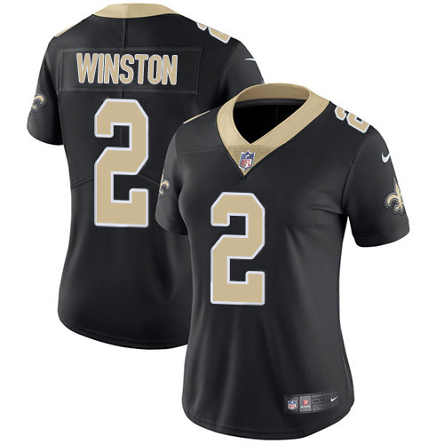 Nike New Orleans Saints #2 Jameis Winston Black Team Color Women’s Stitched NFL Vapor Untouchable Limited Jersey