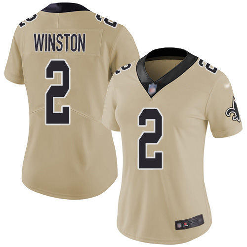 Nike New Orleans Saints #2 Jameis Winston Gold Women’s Stitched NFL Limited Inverted Legend Jersey