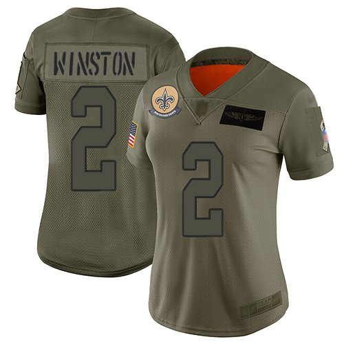 Nike New Orleans Saints #2 Jameis Winston Camo Women’s Stitched NFL Limited 2019 Salute To Service Jersey