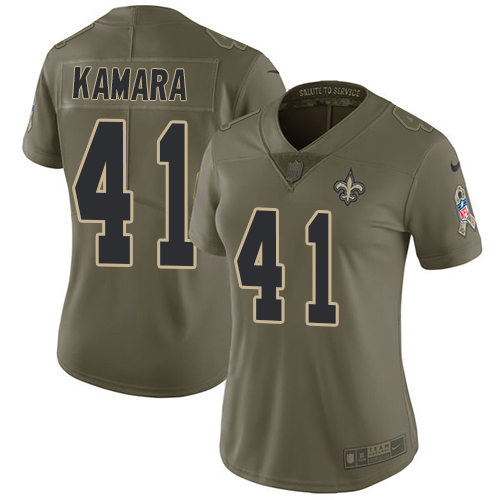Nike New Orleans Saints #41 Alvin Kamara Olive Women’s Stitched NFL Limited 2017 Salute to Service Jersey