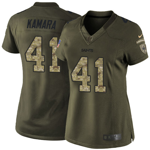 Nike New Orleans Saints #41 Alvin Kamara Green Women’s Stitched NFL Limited 2015 Salute to Service Jersey