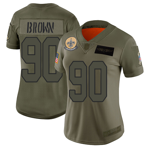 Nike New Orleans Saints No90 Malcom Brown Olive/Camo Women's Stitched NFL Limited 2017 Salute to Service Jersey