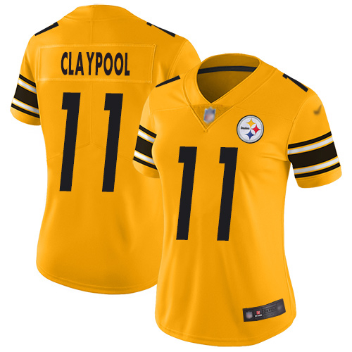 Nike Pittsburgh Steelers #11 Chase Claypool Gold Women’s Stitched NFL Limited Inverted Legend Jersey