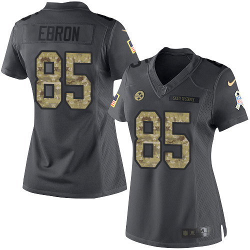 Nike Pittsburgh Steelers #85 Eric Ebron Black Women’s Stitched NFL Limited 2016 Salute to Service Jersey