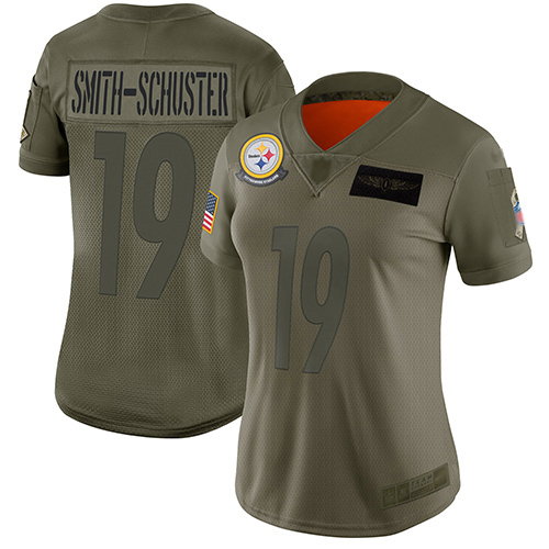 Nike Pittsburgh Steelers #19 JuJu Smith-Schuster Camo Women’s Stitched NFL Limited 2019 Salute to Service Jersey