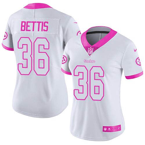 Nike Pittsburgh Steelers #36 Jerome Bettis White/Pink Women’s Stitched NFL Limited Rush Fashion Jersey