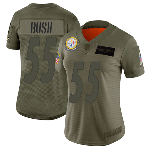 Nike Pittsburgh Steelers #55 Devin Bush Camo Women’s Stitched NFL Limited 2019 Salute to Service Jersey