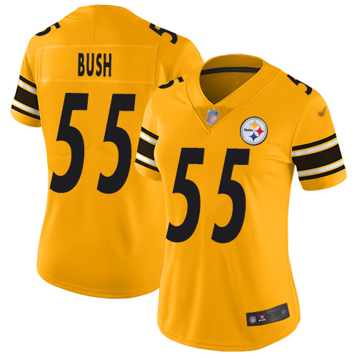 Nike Pittsburgh Steelers #55 Devin Bush Gold Women’s Stitched NFL Limited Inverted Legend Jersey