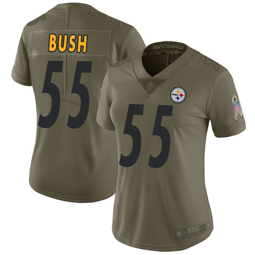Nike Pittsburgh Steelers #55 Devin Bush Olive Women’s Stitched NFL Limited 2017 Salute to Service Jersey