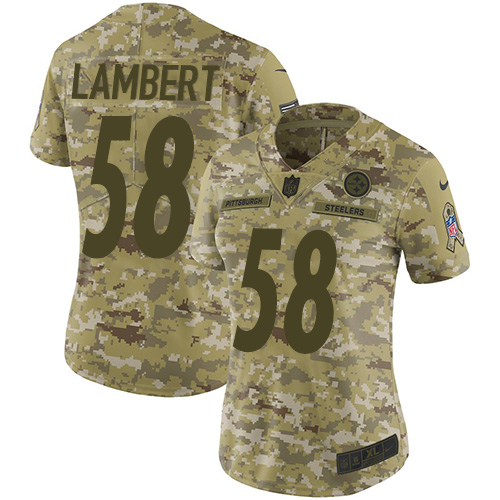 Nike Pittsburgh Steelers No58 Jack Lambert Camo Women's Stitched NFL Limited 2019 Salute to Service Jersey