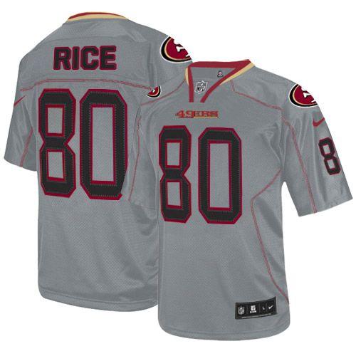 Nike San Francisco 49ers #80 Jerry Rice Lights Out Grey Youth Stitched NFL Elite Jersey