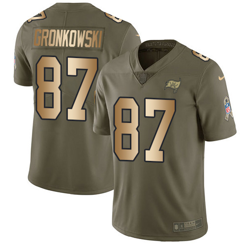 Nike Tampa Bay Buccaneers #87 Rob Gronkowski Olive/Gold Youth Stitched NFL Limited 2017 Salute To Service Jersey