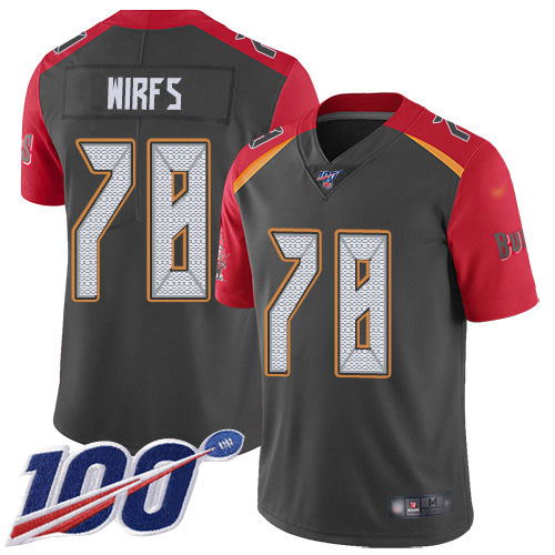 Nike Tampa Bay Buccaneers #78 Tristan Wirfs Gray Youth Stitched NFL Limited Inverted Legend 100th Season Jersey
