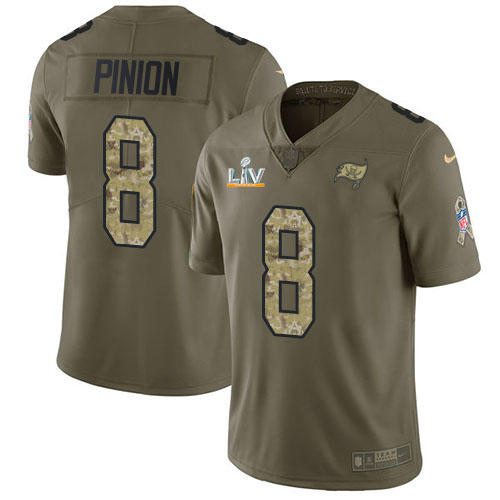 Nike Tampa Bay Buccaneers #8 Bradley Pinion Olive/Camo Youth Super Bowl LV Bound Stitched NFL Limited 2017 Salute To Service Jersey