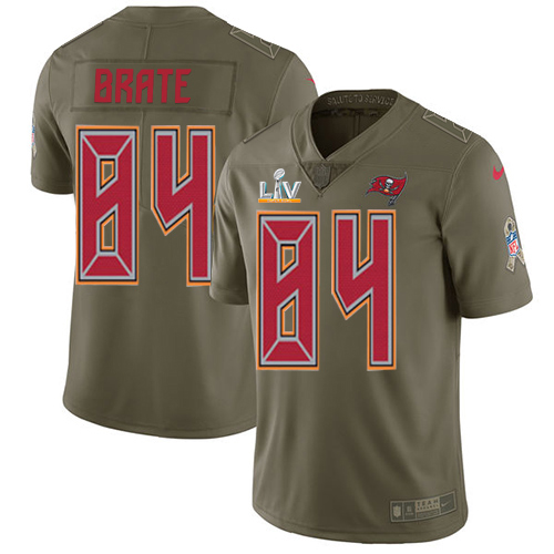Nike Tampa Bay Buccaneers #84 Cameron Brate Olive Youth Super Bowl LV Bound Stitched NFL Limited 2017 Salute To Service Jersey