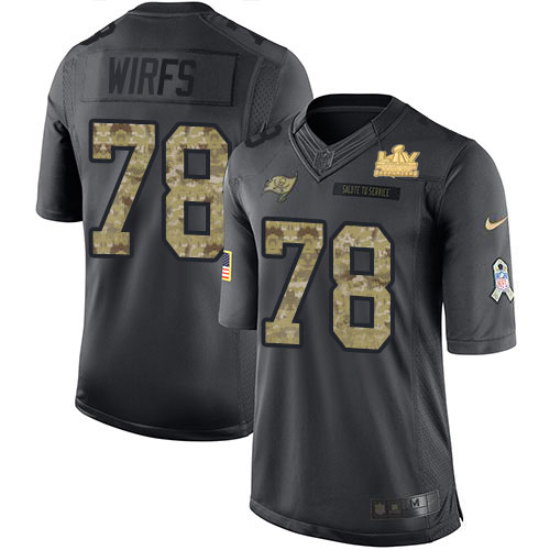 Nike Tampa Bay Buccaneers #78 Tristan Wirfs Black Youth Super Bowl LV Champions Patch Stitched NFL Limited 2016 Salute to Service Jersey