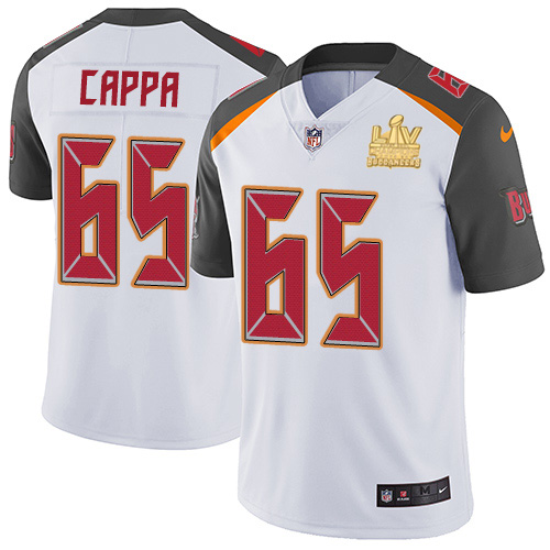 Nike Tampa Bay Buccaneers #65 Alex Cappa White Youth Super Bowl LV Champions Patch Stitched NFL Vapor Untouchable Limited Jersey