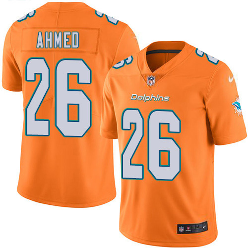 Nike Miami Dolphins #26 Salvon Ahmed Orange Green Youth Stitched NFL Limited Rush Jersey