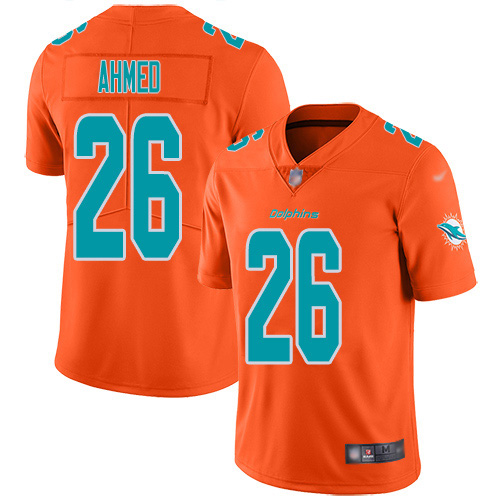 Nike Miami Dolphins #26 Salvon Ahmed Orange Youth Stitched NFL Limited Inverted Legend Jersey