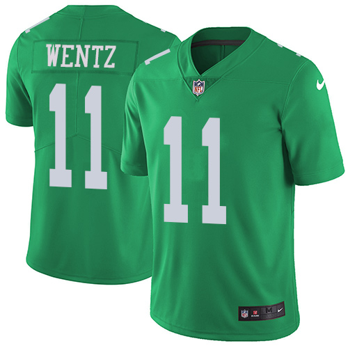 Nike Philadelphia Eagles #11 Carson Wentz Green Youth Stitched NFL Limited Rush Jersey