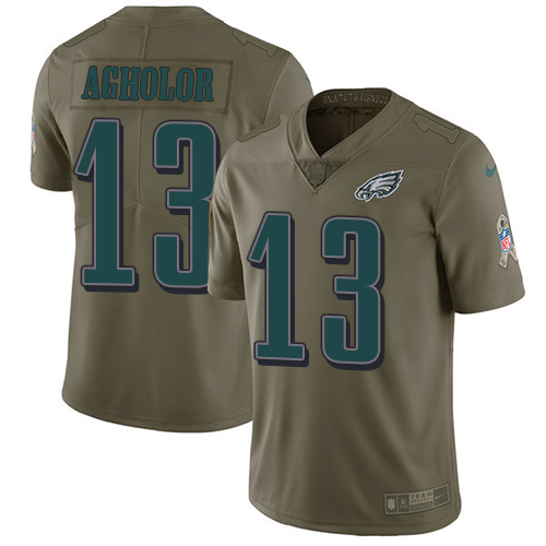 Nike Philadelphia Eagles #13 Nelson Agholor Olive Youth Stitched NFL Limited 2017 Salute to Service Jersey