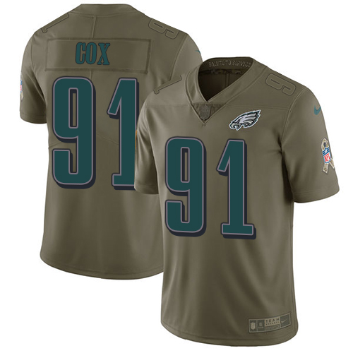 Nike Philadelphia Eagles #91 Fletcher Cox Olive Youth Stitched NFL Limited 2017 Salute to Service Jersey