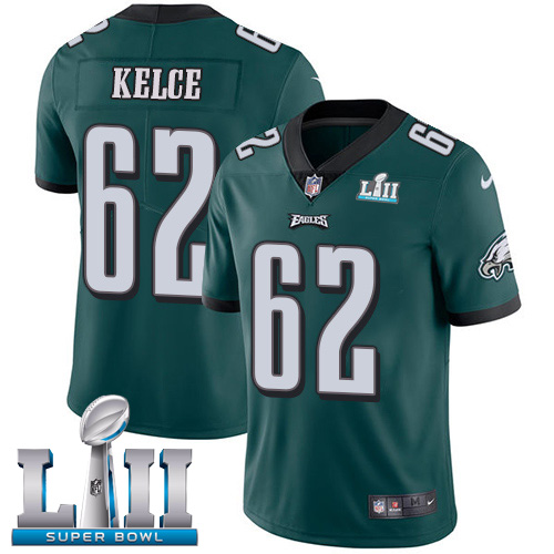 Nike Philadelphia Eagles #62 Jason Kelce Midnight Green Team Color Super Bowl LII Youth Stitched NFL Vapor Untouchable Limited Jersey
