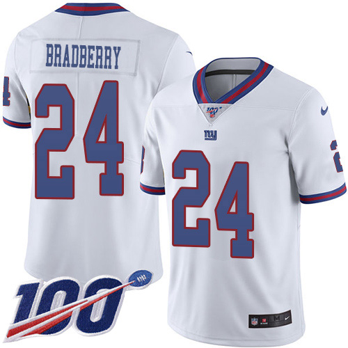 Nike New York Giants #24 James Bradberry White Youth Stitched NFL Limited Rush 100th Season Jersey