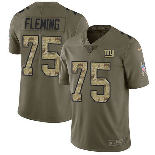 Nike New York Giants #75 Cameron Fleming Olive/Camo Youth Stitched NFL Limited 2017 Salute To Service Jersey