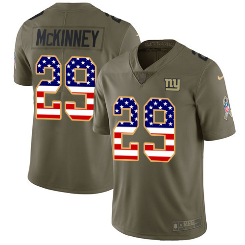 Nike New York Giants #29 Xavier McKinney Olive/USA Flag Youth Stitched NFL Limited 2017 Salute To Service Jersey