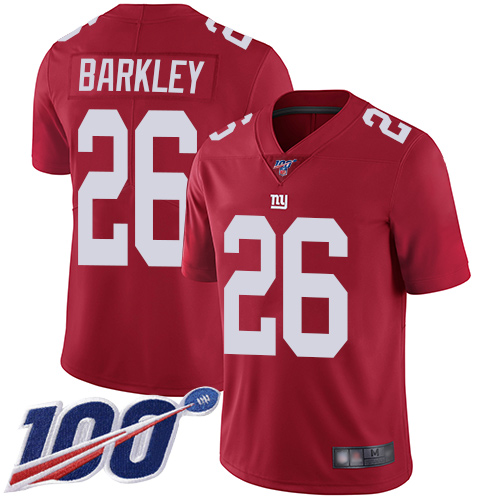 Nike New York Giants #26 Saquon Barkley Red Alternate Youth Stitched NFL 100th Season Vapor Limited Jersey