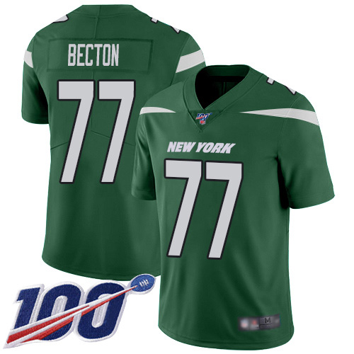 Nike New York Jets #77 Mekhi Becton Green Team Color Youth Stitched NFL 100th Season Vapor Untouchable Limited Jersey
