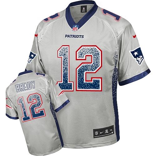 Nike New England Patriots #12 Tom Brady Grey Youth Stitched NFL Elite Drift Fashion Jersey