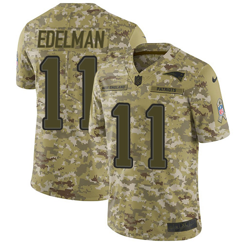 Nike New England Patriots #11 Julian Edelman Camo Youth Stitched NFL Limited 2018 Salute to Service Jersey
