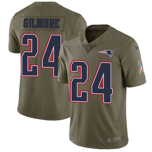 Nike New England Patriots #24 Stephon Gilmore Olive Youth Stitched NFL Limited 2017 Salute to Service Jersey