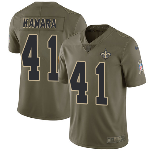 Nike New Orleans Saints #41 Alvin Kamara Olive Youth Stitched NFL Limited 2017 Salute to Service Jersey