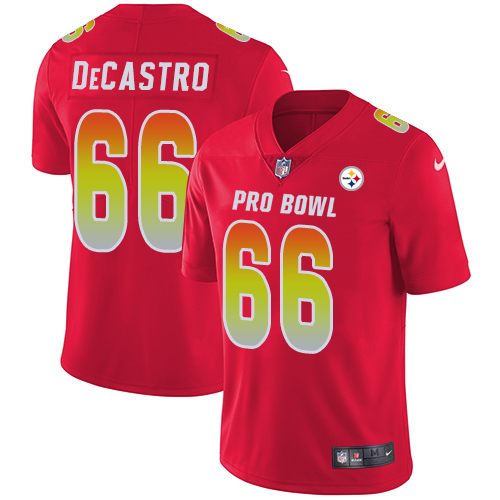 Nike Pittsburgh Steelers #66 David DeCastro Red Youth Stitched NFL Limited AFC 2019 Pro Bowl Jersey