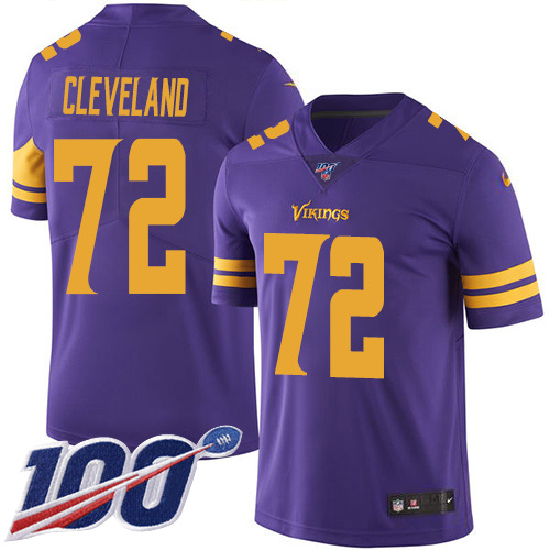 Nike Minnesota Vikings #72 Ezra Cleveland Purple Youth Stitched NFL Limited Rush 100th Season Jersey