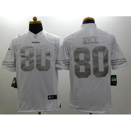 Nike San Francisco 49ers #80 Jerry Rice White Men’s Stitched NFL Limited Platinum Jersey