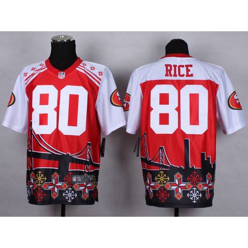 Nike San Francisco 49ers #80 Jerry Rice Red Men’s Stitched NFL Elite Noble Fashion Jersey