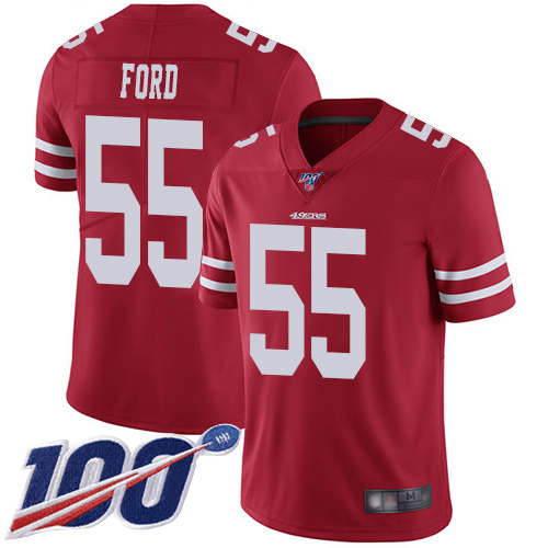 Nike San Francisco 49ers #55 Dee Ford Red Team Color Men’s Stitched NFL 100th Season Vapor Limited Jersey