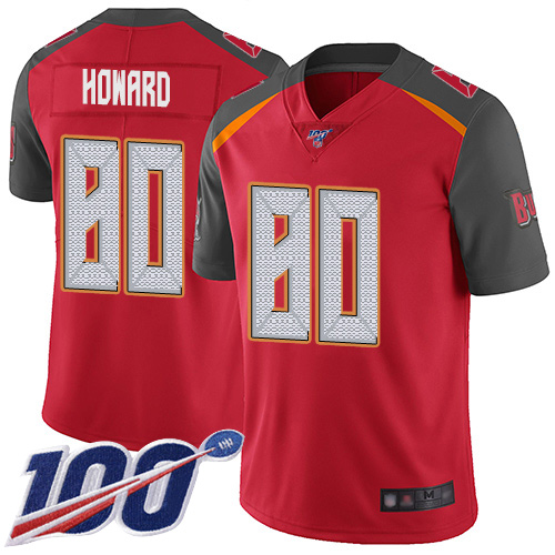 Nike Tampa Bay Buccaneers #80 O. J. Howard Red Team Color Men’s Stitched NFL 100th Season Vapor Limited Jersey