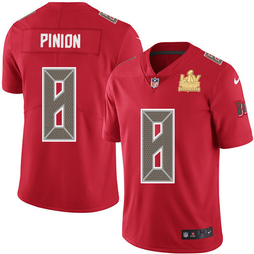 Nike Tampa Bay Buccaneers #8 Bradley Pinion Red Men’s Super Bowl LV Champions Patch Stitched NFL Limited Rush Jersey
