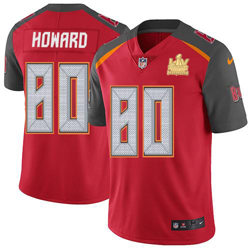 Nike Tampa Bay Buccaneers #80 O. J. Howard Red Team Color Men’s Super Bowl LV Champions Patch NFL Vapor Untouchable Limited Jersey