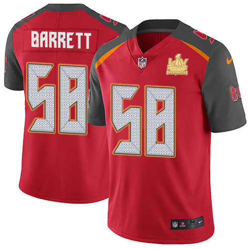 Nike Tampa Bay Buccaneers #58 Shaquil Barrett Red Team Color Men’s Super Bowl LV Champions Patch NFL Vapor Untouchable Limited Jersey