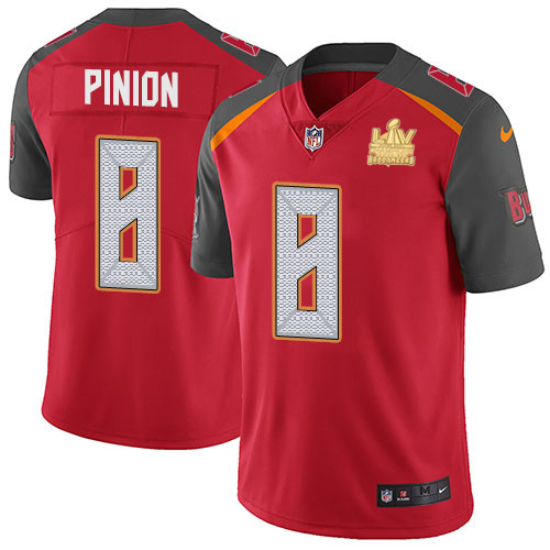 Nike Tampa Bay Buccaneers #8 Bradley Pinion Red Team Color Men’s Super Bowl LV Champions Patch NFL Vapor Untouchable Limited Jersey