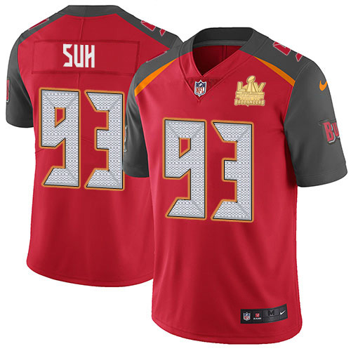 Nike Tampa Bay Buccaneers #93 Ndamukong Suh Red Team Color Men’s Super Bowl LV Champions Patch NFL Vapor Untouchable Limited Jersey
