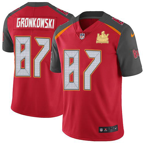 Nike Tampa Bay Buccaneers #87 Rob Gronkowski Red Team Color Men’s Super Bowl LV Champions Patch NFL Vapor Untouchable Limited Jersey
