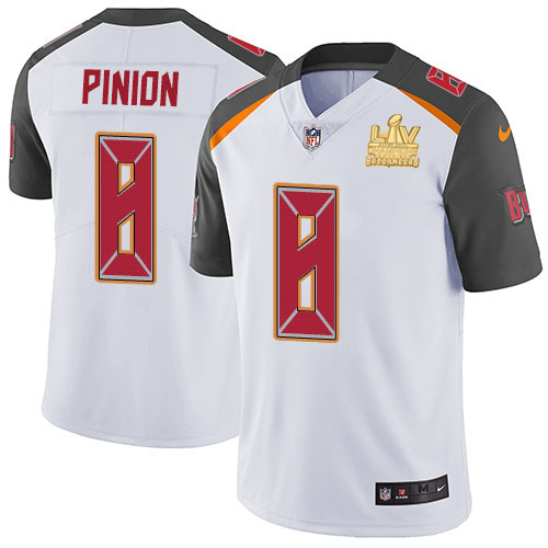 Nike Tampa Bay Buccaneers #8 Bradley Pinion White Men’s Super Bowl LV Champions Patch Stitched NFL Vapor Untouchable Limited Jersey