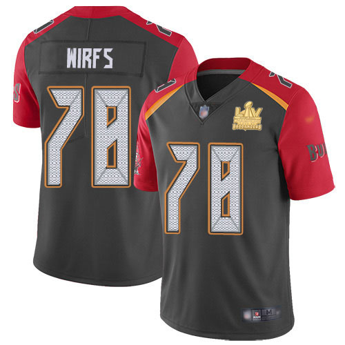 Nike Tampa Bay Buccaneers #78 Tristan Wirfs Gray Men’s Super Bowl LV Champions Patch Stitched NFL Limited Inverted Legend Jersey